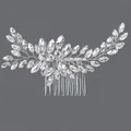 Peigne à cheveux de mariée argenté élégant avec strass brillants pour les mariages - Peigne À Cheveux Orné De Strass Hs-j7152s