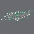Peigne à cheveux argenté avec perles de cristal vert émeraude et clair pour mariages. - Peigne À Cheveux De Mariée En Argent Fait Main Hs-j6646s