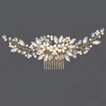 Peigne à cheveux de mariée fait main avec perles élégantes et cristaux étincelants - Peigne À Cheveux Style Mori Doux Et Féminin Hs-j6341