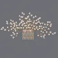 Peigne à cheveux de mariée fait main avec perles blanches élégantes sur branches dorées - Peigne Photo Golden Everyday Hs-j7243g