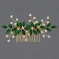 Peigne à cheveux de mariée fait main avec des cristaux vert émeraude et marquise clairs - Peigne De Luxe Fait Main Green Diamond Hs-j6936ggreen