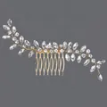 Peigne à cheveux de mariée fait main avec cristaux dorés pour mariage - Peigne À Cheveux Fait Main Sur Le Thème De La Forêt Hs-j7132g