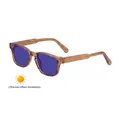Fashionable square photochromic sunglasses for men with brown frames and blue lenses - C5 Transparent Tea (Photochromic Blue)