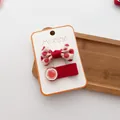 Süßes rotes Haarklammer-Set für Mädchen mit gepunkteter Schleife und Herz handgemacht - 2-teiliges Fliegen-set Mit Polka-dots