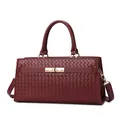 Sac à main élégant bordeaux à texture tissée, détails dorés et poignées - Sac Unique / Bordeaux