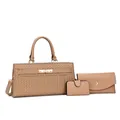 Ensemble de sacs à main 3 pièces chic avec texture tissée et portefeuilles - Ensemble trois pièces / Kaki