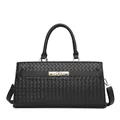 Sac à main noir élégant à texture tissée avec fermoir doré et bandoulière - Sac Unique / Noir