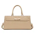 Sac à main élégant tissé beige avec poignée supérieure et fermoir doré - Sac Unique / Abricot
