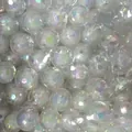 Iridescent AB coated clear round faceted beads for DIY jewelry making projects and crafts. - 1 Piece/Pack (16mm) / White