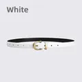 High-quality white leather belt for women featuring a stylish polished golden horseshoe buckle - 105cm / White
