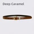 Eleganter dunkelkaramellfarbener Ledergürtel für Damen mit goldener Schnalle für den Alltag - 105cm / Dunkles Karamell