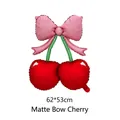 Ballon cerise géant en aluminium avec nœud rose pour fête et décoration d'anniversaire - Cerise Mate avec Nœud