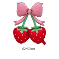 Ballon en aluminium fraise mate mignon avec nœud rose pour décoration fête, 62x53cm - Nœud Papillon Fraise Mat