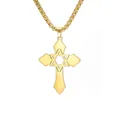 Elegant 18K gold plated box chain necklace featuring unique hexagram cross pendant - Gold Box Chain