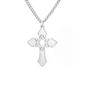 Elegant silver stainless steel hexagram cross pendant necklace for religious jewelry - Steel-colored 3mm Cross Chain