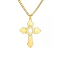 Collana con pendente a croce stella di David placcata in oro 18 carati religiosa - Catena A Maglie Incrociate Color Oro Da 3 Mm