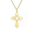 Elegante ciondolo croce e stella di David placcato oro 18 carati per collana gioielli - Catena ad anelli dorata