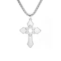 Elegante collana argentata con stella di David e ciondolo a forma di croce religiosa - Colore Acciaio - Catena Veneziana