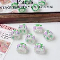 Detailed close-up of hand-painted green and purple strawberry acrylic DIY beads - Grape Style / 16mm (Hole approx 2.5mm)