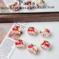 Nahaufnahme von handbemalten Erdbeerperlen für DIY-Schmuck - Apfel-Stil / 16 mm (Loch ca. 2,5 mm)