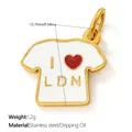Exquisite stainless steel T-shirt shaped pendant featuring I Love London heart design - PJ2159WRG