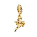 Detailed gold-plated Aladdin magic lamp charm with sparkling stones for DIY jewelry bracelets - H27 / Standard Spec