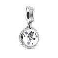 Silver Ravenclaw raven charm pendant with blue star accents for DIY charm bracelets. - H16 / Standard Spec