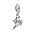Silver magic lamp dangle charm with sparkling crystal stone for DIY charm bracelets - H26 / Standard Spec