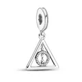 Elegant silver Deathly Hallows symbol charm with sparkling crystals for DIY bracelet - H6 / Standard Spec