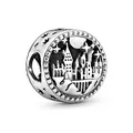 Silver DIY charm bead with intricate Harry Potter castle and owl design - H11 / Standard Spec