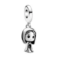 Charming stylized chibi hooded girl charm in silver finish for DIY modular bracelets - H42 / Standard Spec