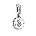 925 silver Slytherin snake dangle charm with stars and green stones - H14 / Standard Spec