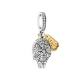 Detailed silver Millennium Falcon charm with gold Star Wars logo tag for bracelets - H31 / Standard Spec