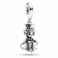 S925 sterling silver Mad Hatter in teacup charm for DIY charm bracelets - H39 / Standard Spec