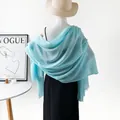 Chal de algodón y lino plisado azul cielo protección solar y accesorio moda - Rm89001 - Azul / 180*90CM
