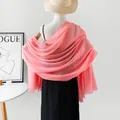 Elegante bufanda de lino de algodón rosa liso con arrugas para protección solar - Rm89001 - Rosa / 180*90CM