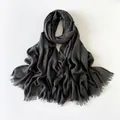 Bufanda grande de 180x90cm gris oscuro de algodón y lino plisado para protección solar - Rm89001-gris Oscuro / 180*90CM
