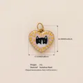 Heart-shaped cat pendant in stainless steel with 18k gold plating and dimensions - Heart Cat