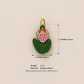 High-quality stainless steel tulip flower pendant charm for DIY jewelry making accessories - Pink Flower Charm