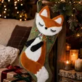 Detailed view of a plush fox Christmas stocking in a cozy festive setting. - Fox Style (ML-I464)