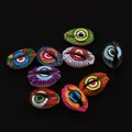 Colorful natural cowrie shell beads with evil eye pattern for DIY jewelry making - Mixed Colors (20 Pieces/pack) / 9x19mm,1.5g