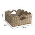 Handgeweven opbergmand van zeegras met geschulpte randen, afmeting 28x28x13cm, vierkant dienblad - Zeegras Gegolfde Mand Groot 29x29x15cm