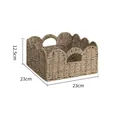 Handgeweven Japanse gras opbergmand met geschulpte randen, afmeting 23x23x12,5cm - Zeegras Gegolfde Mand Klein 24x24x13cm