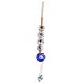 Handmade blue evil eye hanging ornament with colorful clay beads and glass pendant - Be198bu00