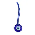 Classic blue glass evil eye lucky charm pendant featuring a matching blue woven cord - BE197BU02