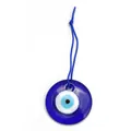 Traditional blue glass evil eye lucky charm pendant ornament with blue hanging cord - BE197BU04