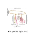 Detailed view of ocean-themed safety pin brooch with crab, fish, and pearl measurements - X0401 Crab