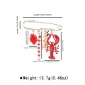 Gold safety pin brooch with sea horse lobster and rose charms showing dimensions - X0404 Lobster