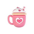 Cuenta de taza de café 3D de silicona rosa con patrón de corazón para joyería DIY - Helado Rosa 3d