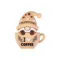 Cuenta detallada de gnomo de silicona 3D en taza de café para artesanía y joyería DIY - Taza De Café Con Enano En 3d